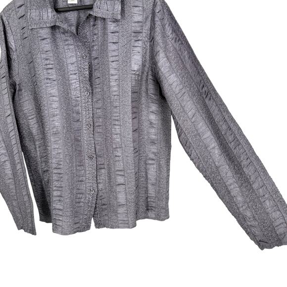 Coldwater Creek Sz XL Silver Wearable Art Formal Jacket Blouse Shirt TOP wiNTER - Picture 5 of 7